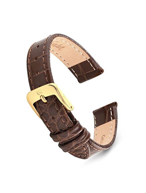 Speidel Leather Alligator Grain Ladies Watch Band- Size Ranges 8mm-20mm Replacement Strap, Stainless Steel Metal Buckle Clasp, Watchband Fits Most Watch Bands