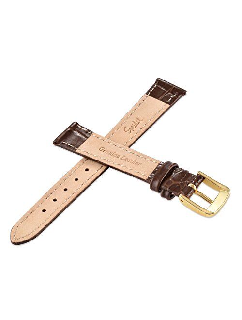Speidel Leather Alligator Grain Ladies Watch Band- Size Ranges 8mm-20mm Replacement Strap, Stainless Steel Metal Buckle Clasp, Watchband Fits Most Watch Bands