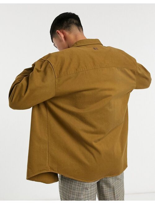 Reclaimed Vintage inspired twill washed shacket in brown
