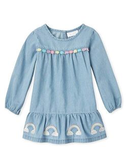 Girls' Baby and Toddler Embroidered Rainbow Chambray Dress