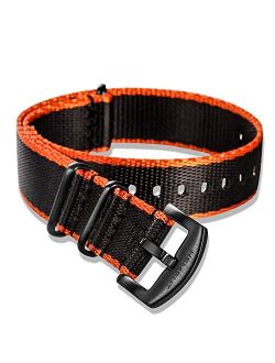 Military Ballistic Nylon Watch Strap, Soft Watch Bands for Men Women, Seat Belt Watch Wrap Nylon Replacement with Heavy Duty Brushed Buckle of 18mm 20mm 22mm 24mm