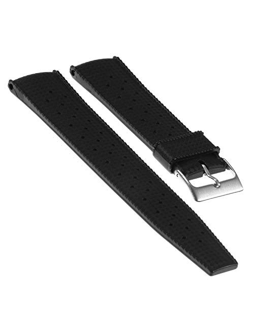 StrapsCo Perforated TPU Rubber Vintage Rally Watch Band Strap - Choose Your Color - 20mm 22mm
