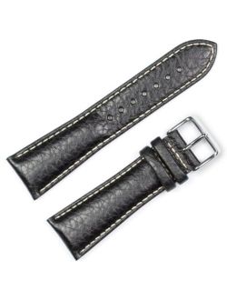 deBeer Brand Sport Leather Watch Band (Silver & Gold Buckle) - Black 19mm