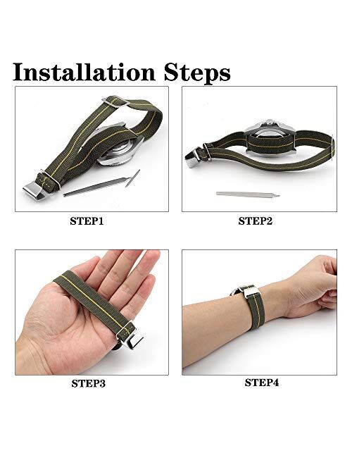 KZFASHIONS Watch Strap, 18mm 20mm 22mm Nylon Elastic Watch Strap Silver Buckle Parachute Watch Band Military Bracelet