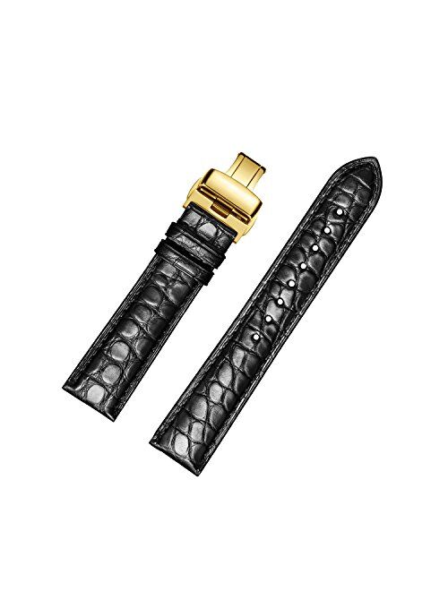 EHHE ZPF Alligator Leathe Watch Strap Deployment Buckle for Men Watch's Band and Women's Watch Band 18mm-24mm