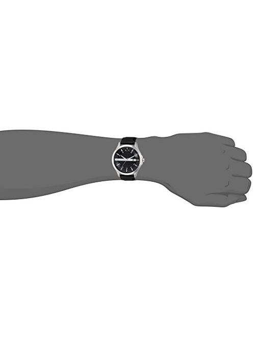 Armani Exchange Men's Hampton Leather Watch, Color: Black/Silver (Model: AX2101)