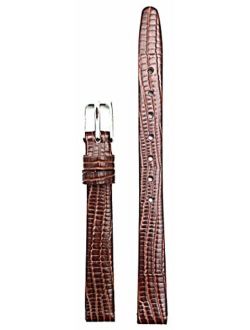 10mm Dark Brown, Flat, Elegant Genuine Leather Watch Band | Tail Lizard Grained Replacement Wrist Strap that brings New Life to Any Watch (Womens Standard Length)