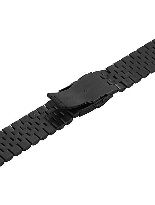Kai Tian Premium 3-Dimensional Effect Stainless Steel Watch Band Straps 20mm/22mm Round&Sturdy Metal Watch Bracelet with Double Locks Diver Clasp for Men Women