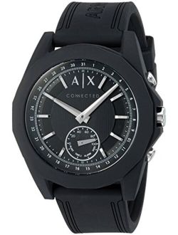 A|X Armani Exchange Men's Hybrid Smartwatch, Black Silicone, 44 mm, AXT1001