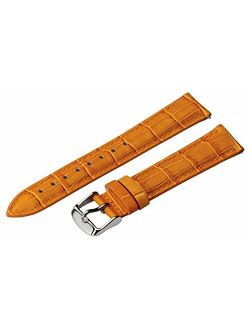 13mm 2 Piece Ss Leather Classic Croco Grain Solid Orange Interchangeable Replacement Watch Band Strap
