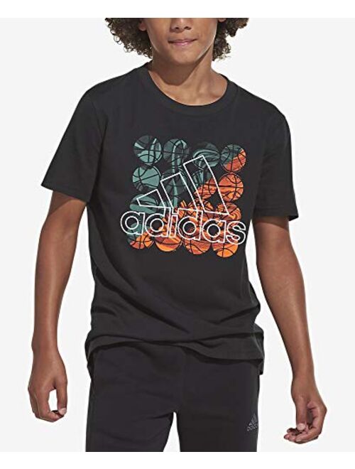 adidas Boys' Short Sleeve Cotton Jersey Logo T-Shirt