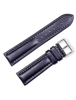 18mm DB Soft Oil Tanned Genuine Leather Contrast Stitch Black Watch Band fits BREITLING