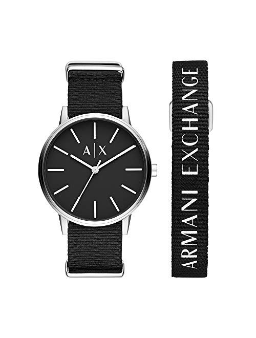 Armani Exchange Men's Nylon Watch, Color: Black (Model: AX7111)