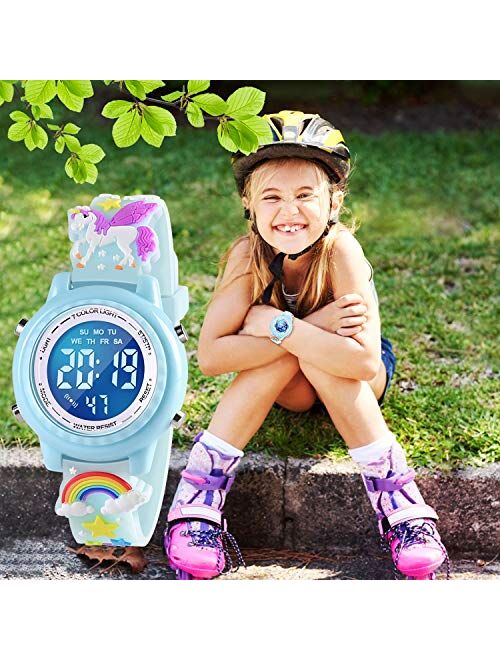 3D Unicorn Kids Watch for Girls, Toys for 3 4 5 6 7 Year Old Girls Best Gifts for Girls Boys Age 3-8