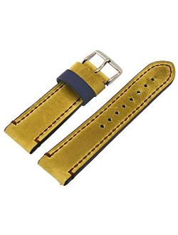 Rev Genuine Crazy Horse Dual Color Leather Watch Replacement Band - Leaf Green/Purple 18mm, 20mm, 22mm or 24mm