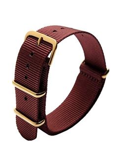 OliBoPo NATO Style Waterproof Ballistic Nylon Watch Strap Watch Bands Bracelet (20mm, Wine Red)
