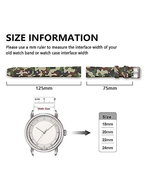 Camouflage Silicone Rubber Watch Band 20mm 22mm 24mm Waterproof Replacement Divers Watch Strap for Men and Women