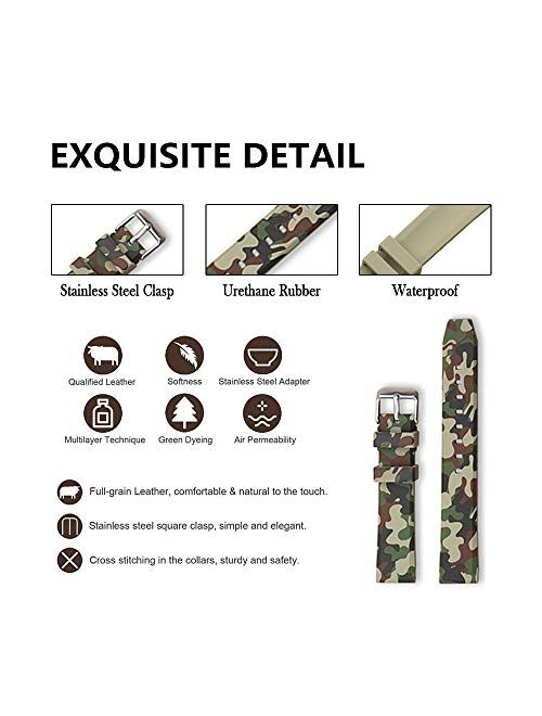 Camouflage Silicone Rubber Watch Band 20mm 22mm 24mm Waterproof Replacement Divers Watch Strap for Men and Women