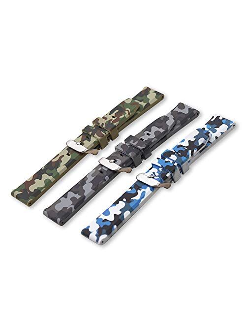 Camouflage Silicone Rubber Watch Band 20mm 22mm 24mm Waterproof Replacement Divers Watch Strap for Men and Women