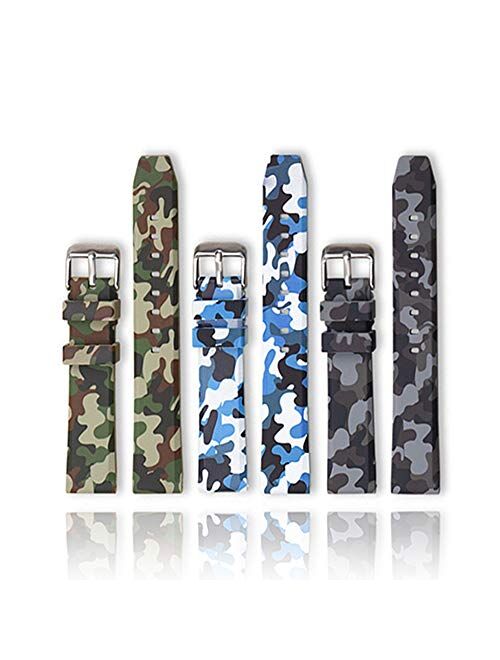 Camouflage Silicone Rubber Watch Band 20mm 22mm 24mm Waterproof Replacement Divers Watch Strap for Men and Women