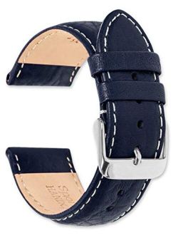 deBeer Brand Sport Leather Watch Band (Silver & Gold Buckle) - Navy 19mm