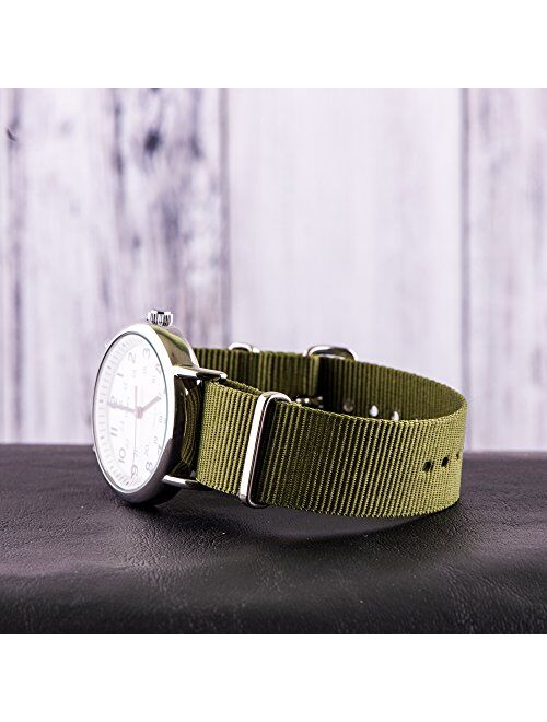 Clockwork Synergy Classic Nylon Nato watch straps bands (26mm, Army Green)