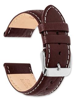 deBeer Brand Sport Leather Watch Band (Silver & Gold Buckle) - Brown 20mm (Long Length)