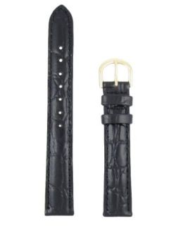 16-mm Black Classic Croco Grain Genuine Leather Watch Band
