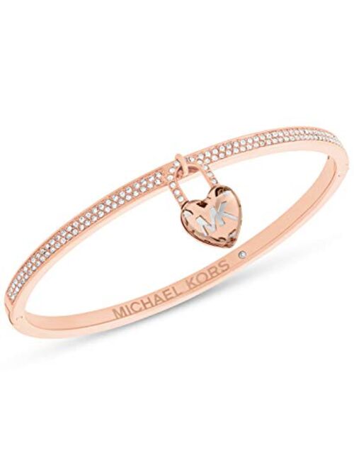 Michael Kors "Logo Logo Love Rose Gold-Tone Hinged Bracelet