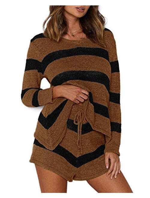 Women's Summer Lounge Sets Knit 2 Piece Outfits Tank Tops and Shorts knitted lounge set