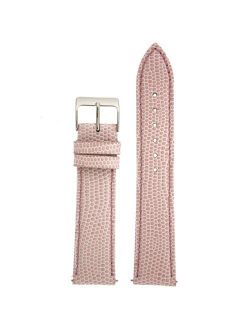 12mm Watch Band Genuine Leather Lizard Grain Pink Quick Release Built-in Pins Ladies Strap
