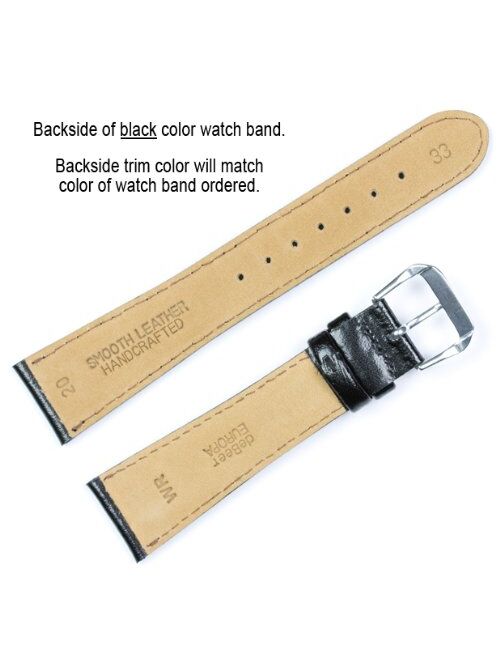 Smooth Leather Watchband Black 14mm Watch Band - by deBeer