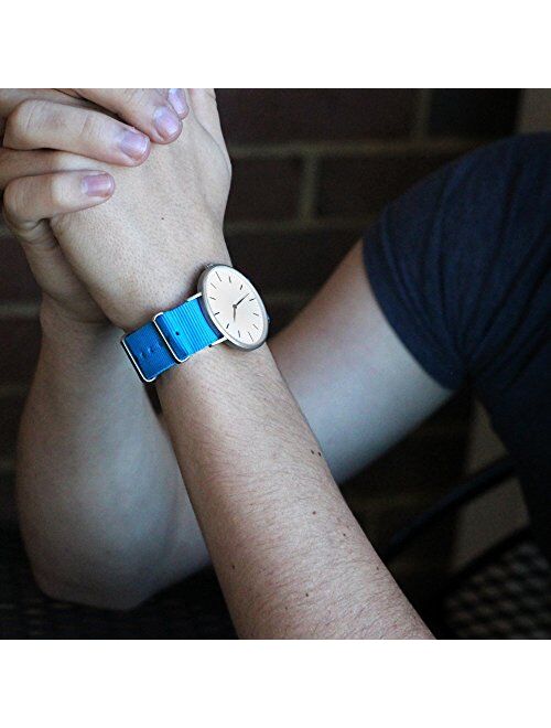 Clockwork Synergy Classic Nylon Nato watch straps bands (18mm, Sailor Blue)