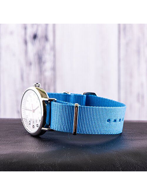 Clockwork Synergy Classic Nylon Nato watch straps bands (18mm, Sailor Blue)