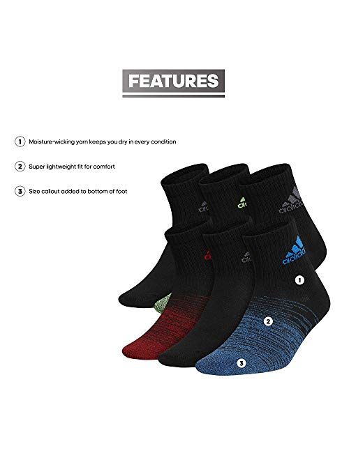 adidas Boys Kids-boys/Girls Superlite Quarter Socks (6-pair)
