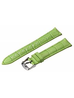 18mm 2 Piece Ss Leather Classic Croco Grain Grass Green Interchangeable Replacement Watch Band Strap