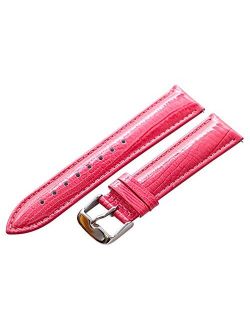 16mm 2 Piece Ss Leather Lizard Grain Pink Interchangeable Replacement Watch Band Strap