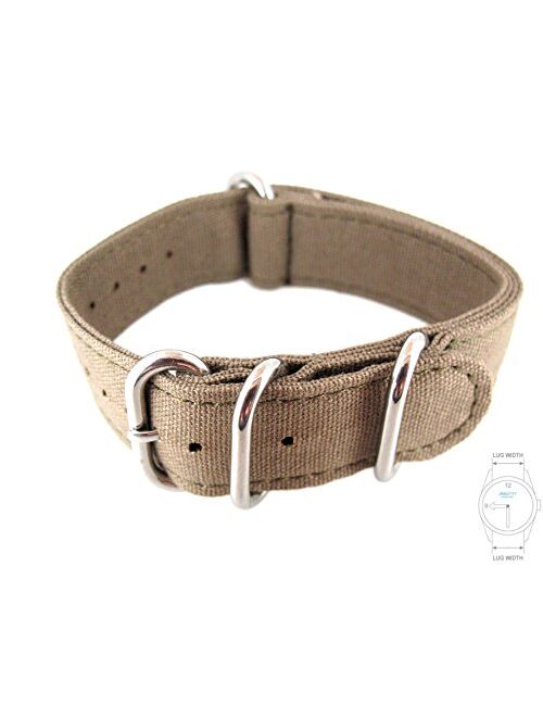 22mm Watch Strap Zulu NATO Band Watchband Premium Canvas Sports Military Army 3 Solid Polishing Round Ring Buckle Wrist Length 150 to 220mm 1.8mm Thickness Fashion JRRS77