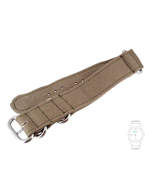 22mm Watch Strap Zulu NATO Band Watchband Premium Canvas Sports Military Army 3 Solid Polishing Round Ring Buckle Wrist Length 150 to 220mm 1.8mm Thickness Fashion JRRS77