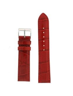 Watch Band Red Genuine Leather Crocodile Grain 24 Millimeter Tech Swiss