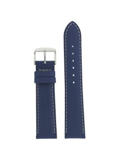 Watch Band Genuine Soft Leather Navy Blue Padded Stitched 20 Millimeter