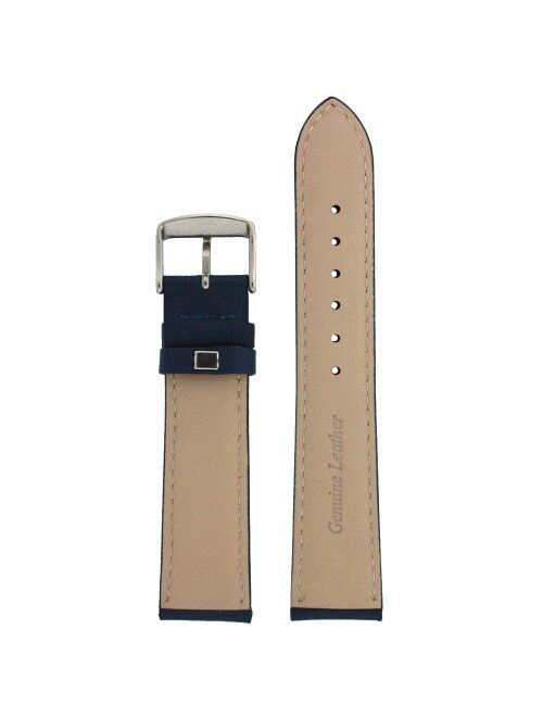 Watch Band Genuine Soft Leather Navy Blue Padded Stitched 20 Millimeter
