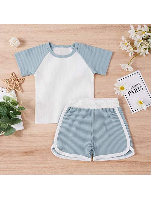 Baby Girls Boys Winter Clothes Set Solid Sweatshirt Long Sleeve Tops & Pants Pajamas knitted lounge set