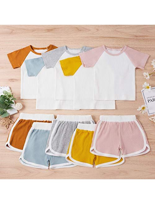 Baby Girls Boys Winter Clothes Set Solid Sweatshirt Long Sleeve Tops & Pants Pajamas knitted lounge set