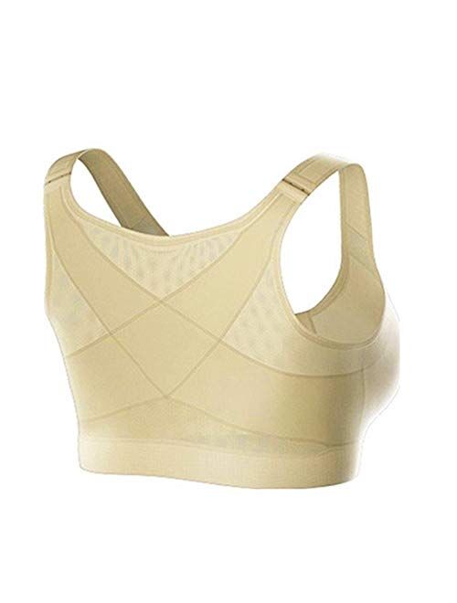 Posture Corrector Women Cross Back Bra Breathable Underwear Shockproof Sports Top Gym Fitness Vest Bra Back Support (Color : A, Size : Large)