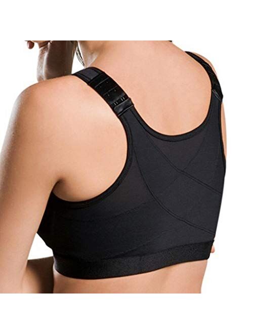 SAMCBANDU Front Closure Bras for Women, Plus Size Support Posture Corrector Cross Back Push Up Bra Everyday Bras