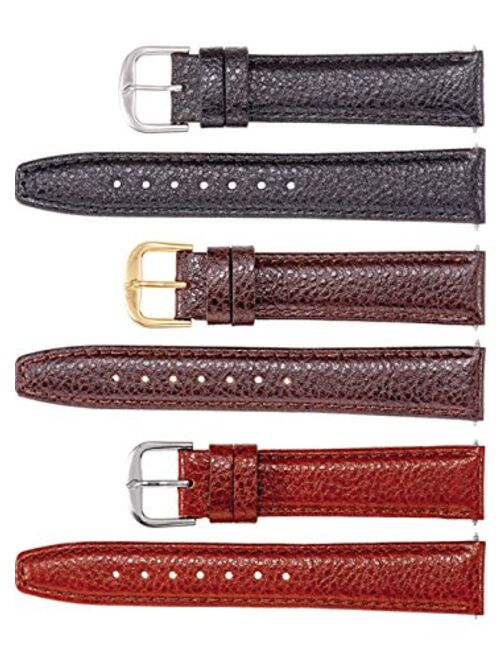Men's Short Leather Textured Calf Semi-Padded Watch Strap