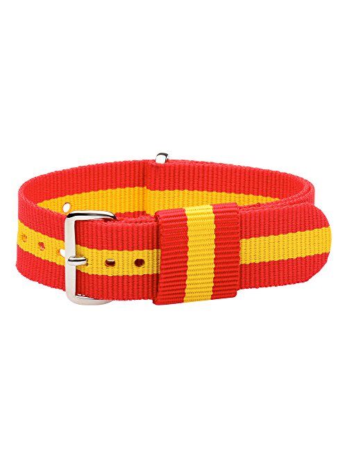 20mm NATO Ss Nylon Loop Striped Red/Yellow Interchangeable Replacement Watch Strap Band