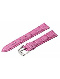 16mm 2 Piece Ss Leather Classic Croco Grain Solid Purple Interchangeable Replacement Watch Band Strap