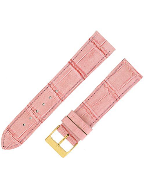 Watch Band Pink Genuine Leather Crocodile Grain 20 millimeter Tech Swiss